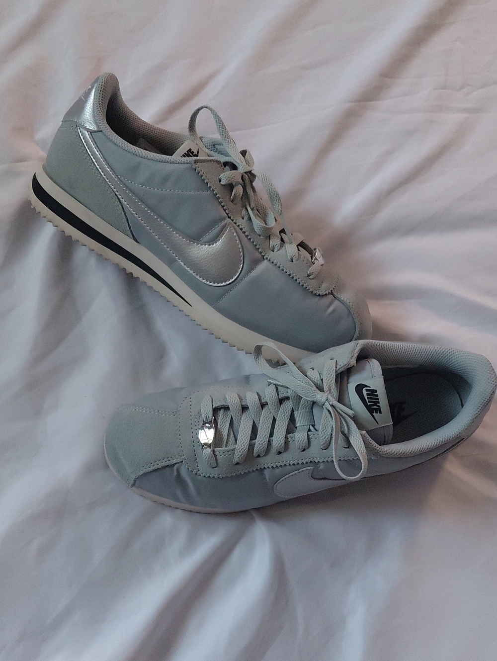 Nike Cortez Textile Light Pumice Suede  Silver Blue Womens 9